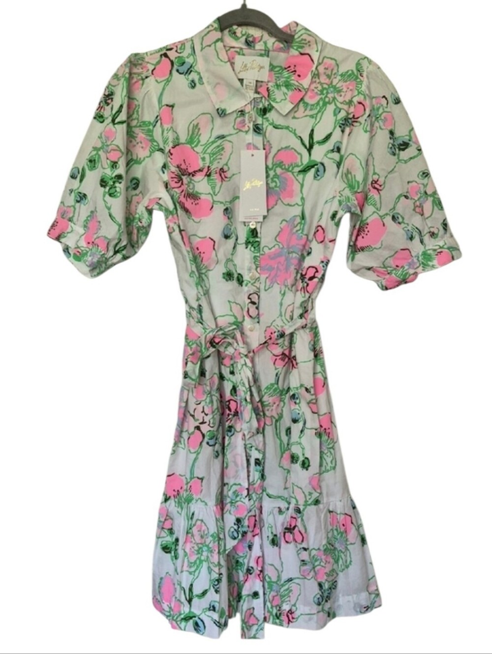 NWT Lilly Pulitzer Sashria Dress 16 Oversized Orchids Button Shirt Dress